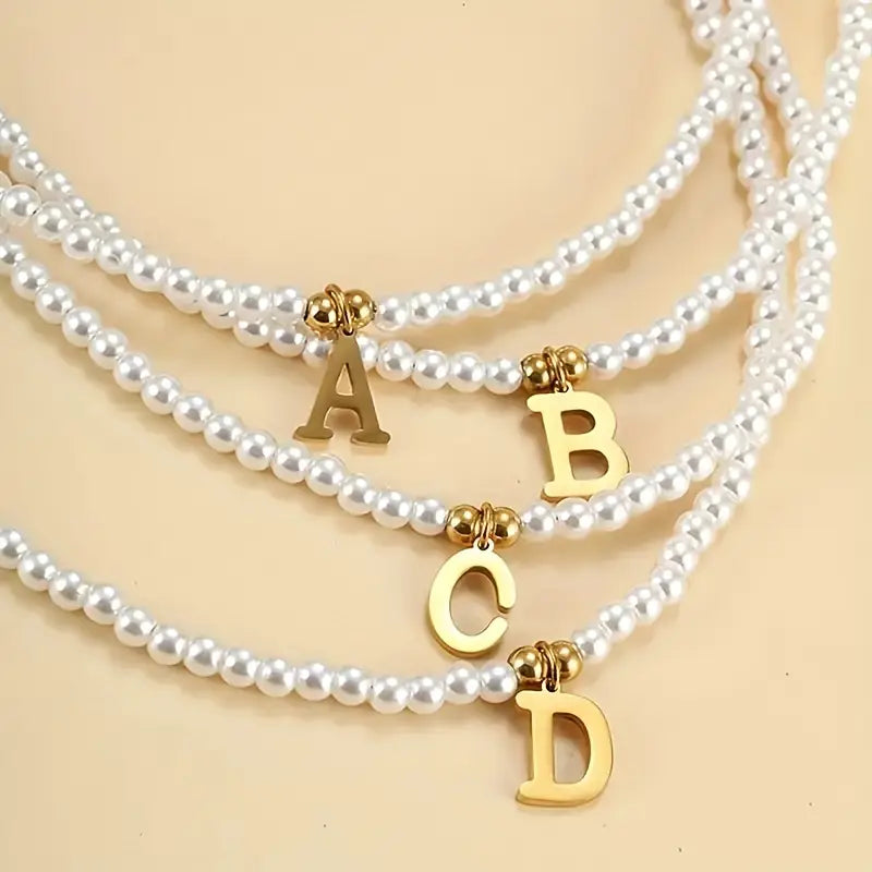 18K Gold-Plated Beaded Initial Necklace