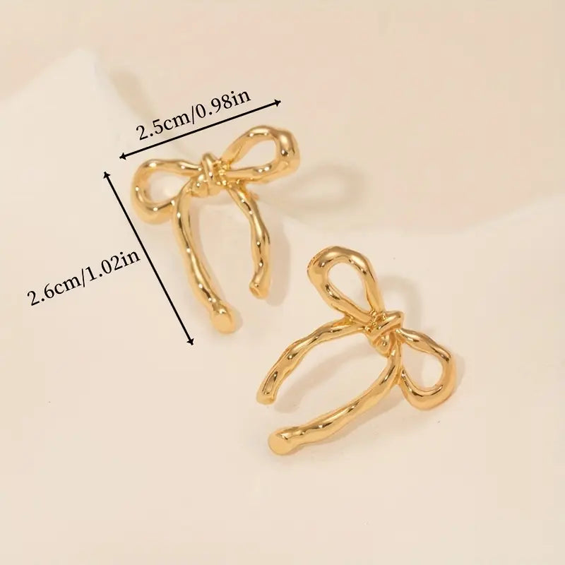 18K Gold Bowknot Stud Earrings