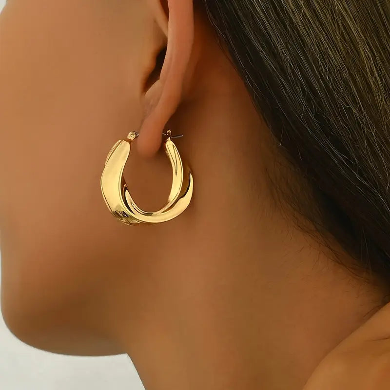 Elegant Minimalist Twisted Hoop Earrings
