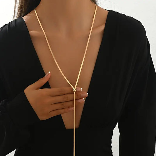 18K Y-Chain Snake Bone Necklace