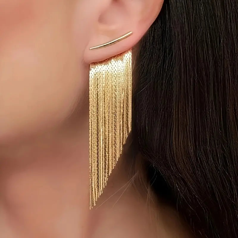 14K Gold Plated Chain Dangle Earrings