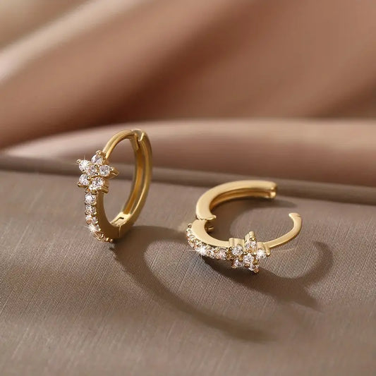 Sparkling Starburst Hoop Earrings