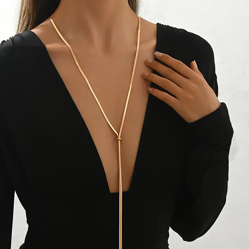 18K Y-Chain Snake Bone Necklace