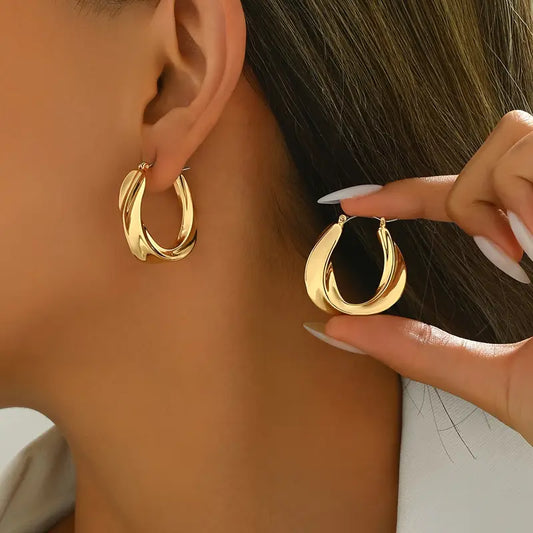 Elegant Minimalist Twisted Hoop Earrings