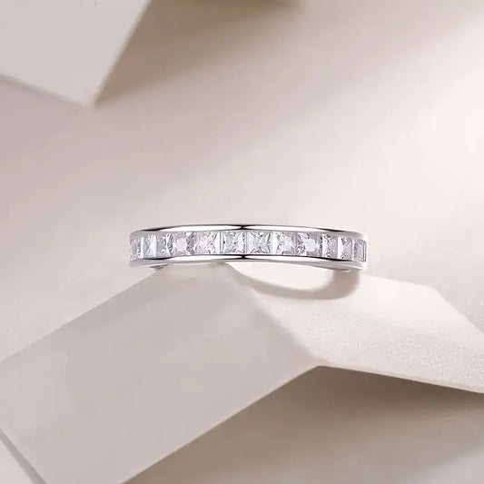 Titanium Steel CZ Band Ring